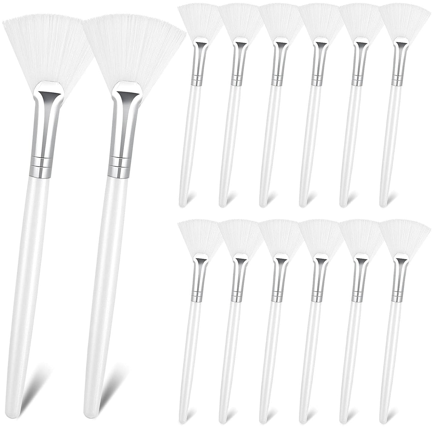 14 Pieces Fan Brushes Applicator, Mask Brushes for Facial Makeup Tools for Face Cosmetic(Brown)