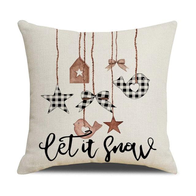 Christmas Decoration Cushion Cover  Decorative Throw Pillow Cover Christmas Decor Xmas Winter Decorations Holiday Pillows Cushion Case Candle Pine Tree Deer Sleigh Printed Pillow Cover Xmas 45X45CM