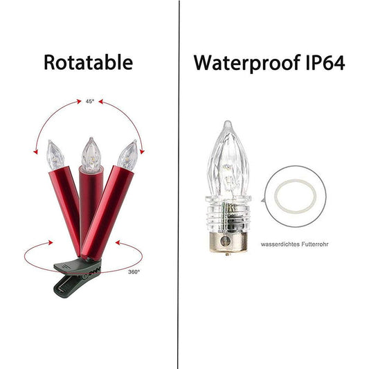 Christmas Tree Clip LED Candle Waterproof LED Flameless Taper Ivory Floating Candles with Remote Timer and Dimmable, Ideal for Home Indoor Outdoor Christmas Trees Lamp Simulation Flame Light Warm Candle Family Party Birthday Party Decorated With Candles