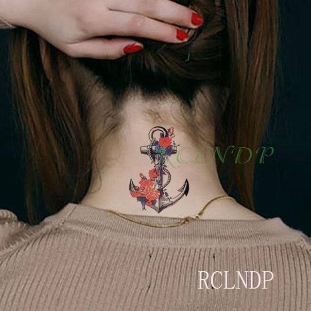 Elegant Black Music Notes Waterproof Sticker Tattoos Temporary Chest Shoulder Tattoos For Men Women