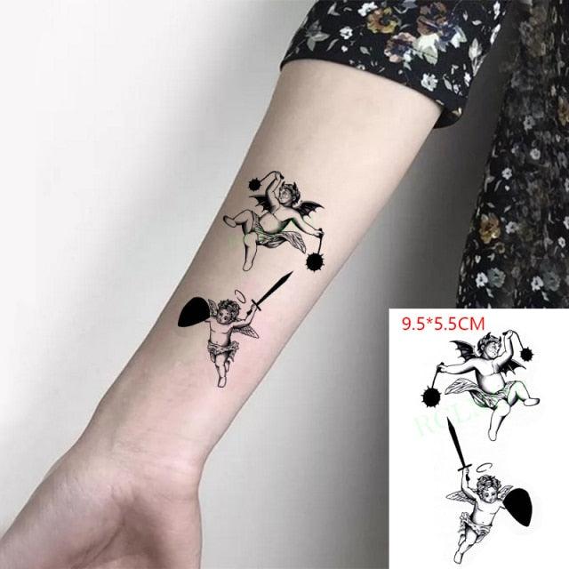 Elegant Black Music Notes Waterproof Sticker Tattoos Temporary Chest Shoulder Tattoos For Men Women
