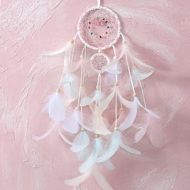 Feather Crafts Dream Catcher Brown Wind Chimes Handmade Christmas Net Handmade Wall Hanging Home Decor Dream Catcher With Feathers For Wall Hanging Car Home Balcony Decorations