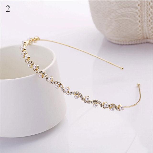 Girls Shiny Luxury Rhinestone Hair Band High Quality Diamond Pearls Hair Hoop Accessories for Women Crystal Headbands Ornaments