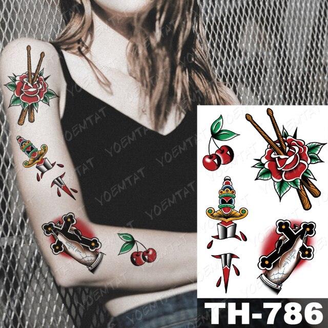 Gladiator Temporary Tattoo Sticker Flower Waterproof Big Modern Womens Mens Body Tattoo Luxury Design