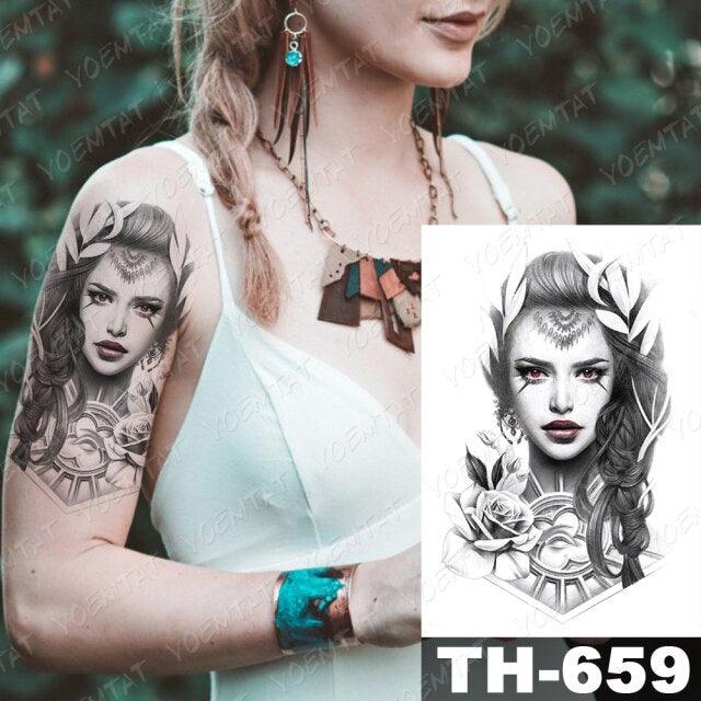 Gladiator Temporary Tattoo Sticker Flower Waterproof Big Modern Womens Mens Body Tattoo Luxury Design