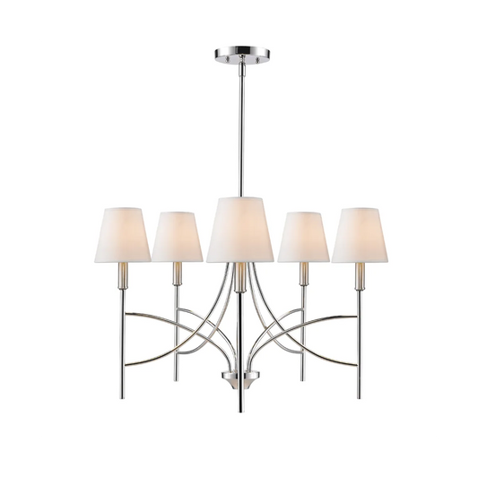 World Imports Millau 5-light Chrome Chandelier With Fabric Shade