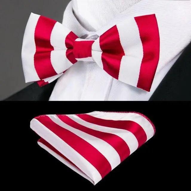 Green Color Silk Butterfly Pre-Tied Bow Tie Pocket Square Cufflinks Suit Set For Men Silk Adjustable Self Bowtie Formal Bowtie Set
