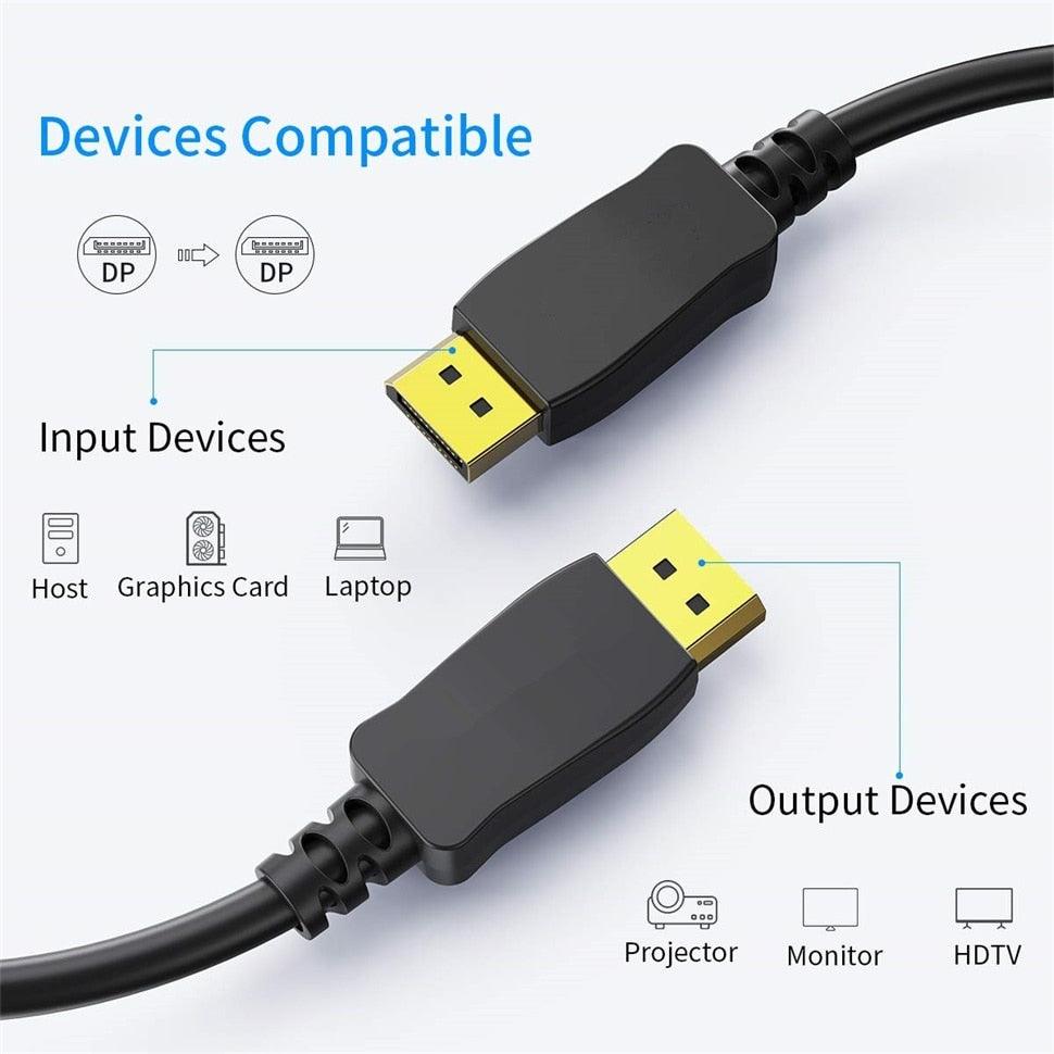 High Bandwidth 8K Display port cable to display port 4K@60Hz For  PC Laptop Monitor Projector