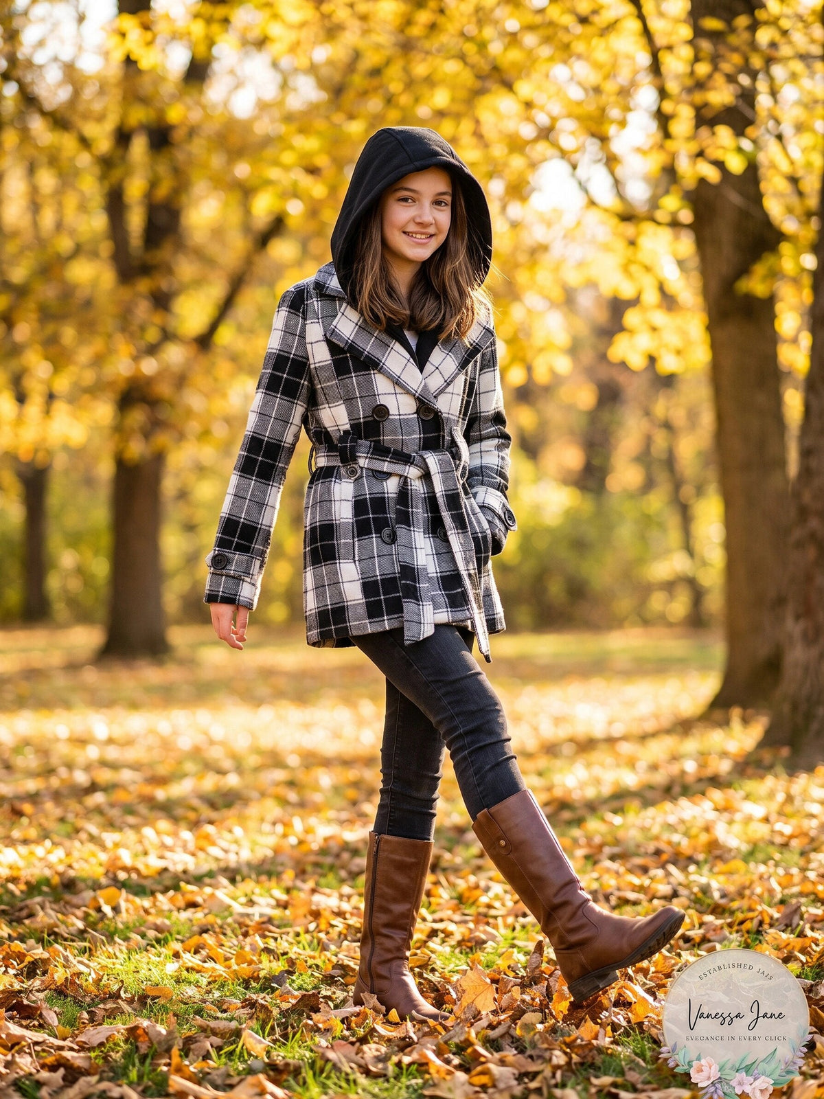 Jou Jou Big Girls Hooded Belted Peacoat, Size XL-16