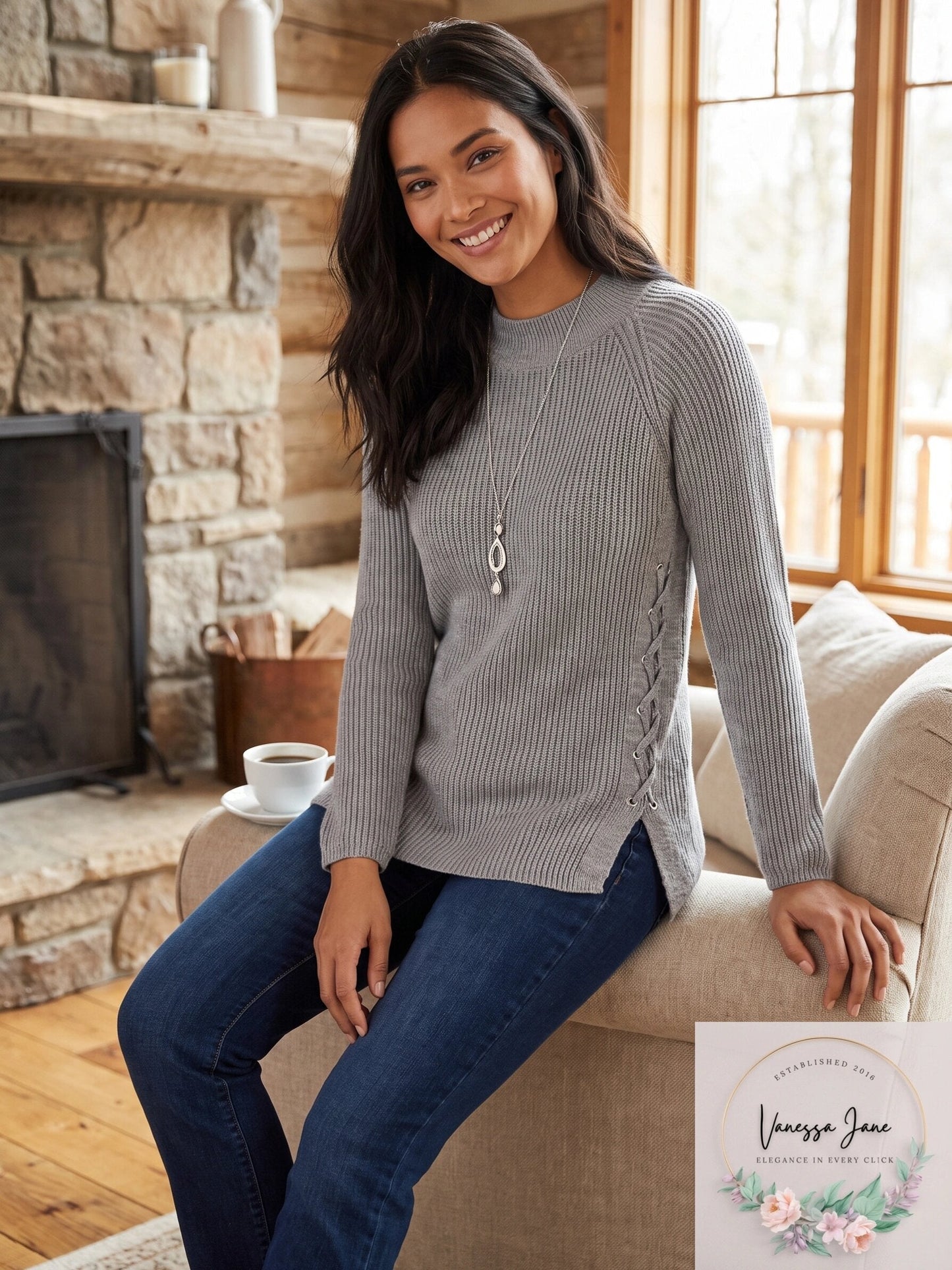 Style & Co Petite Lace-up Sweater