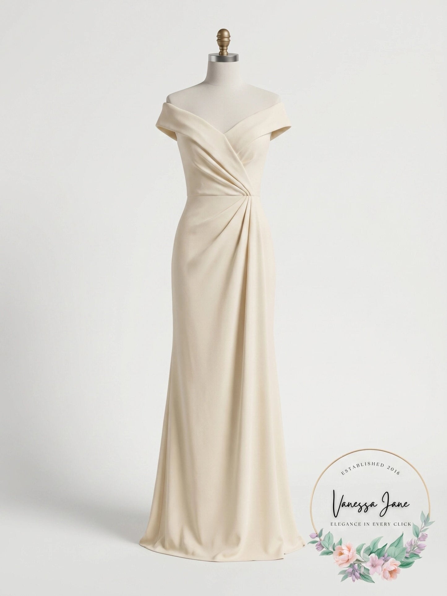 Lauren Ralph Lauren Jersey Off-the-Shoulder Gown, Size 2