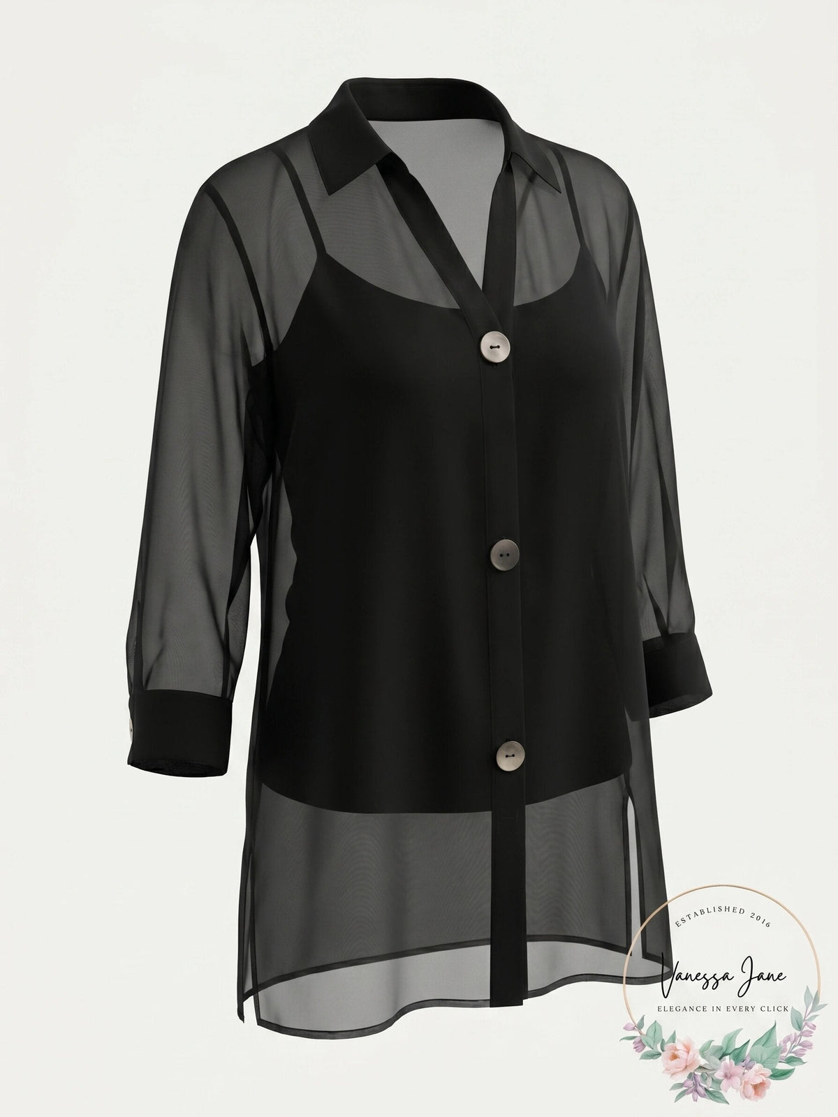 Alfani Chiffon Three-Button Tunic