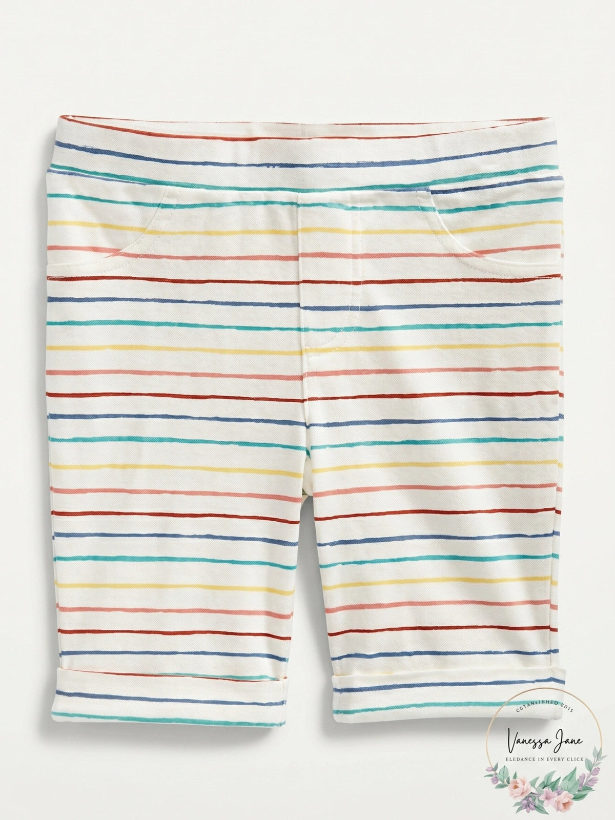 Epic Threads Toddler Girls Rainbow Striped Bermuda Shorts, Size 2T