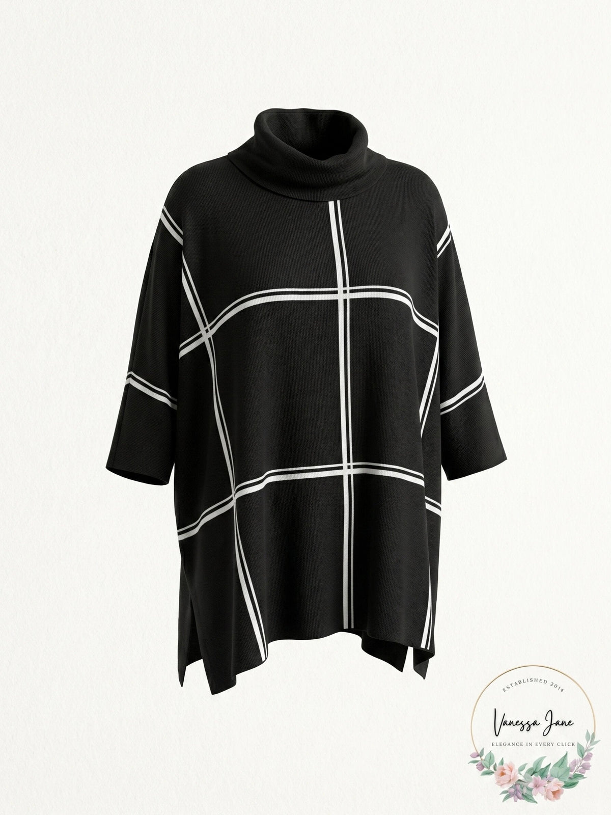 Alfani Grid-Print Turtleneck Sweater