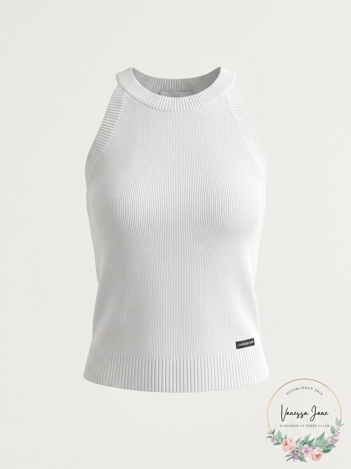 Calvin Klein Solid Color Sleeveless Crew Neck Women's Sweater Top