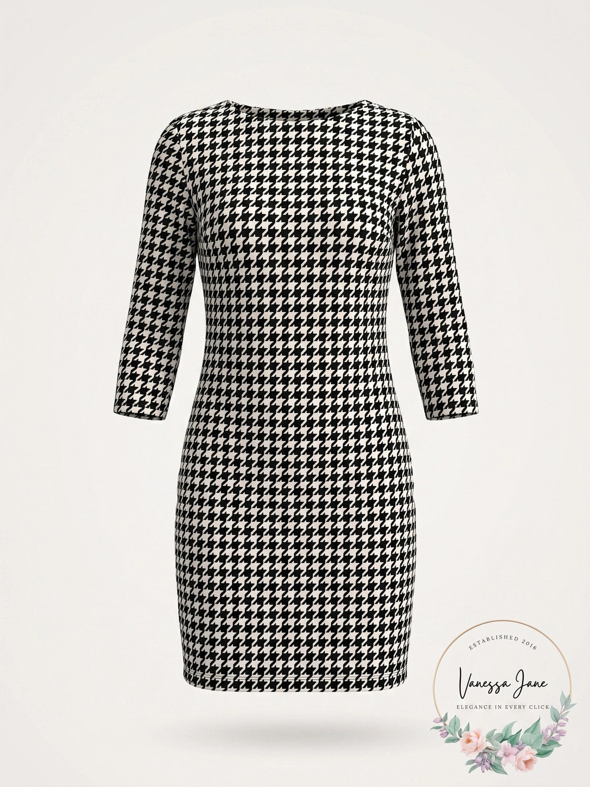 Jessica Howard Women's Glitter Houndstooth Sheath Dress Black