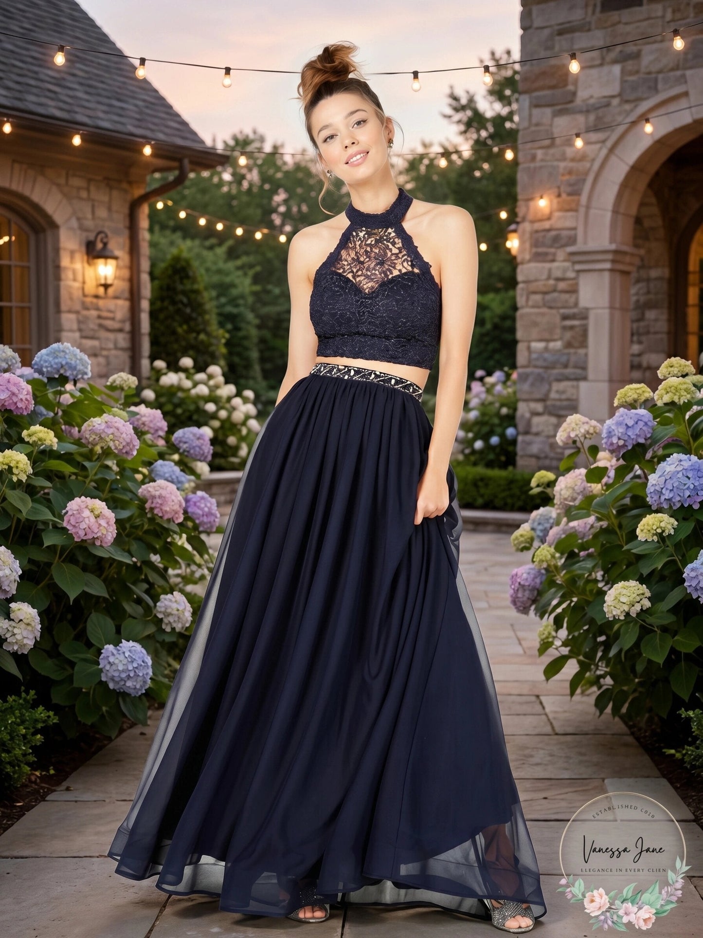 Sequin Hearts Juniors 2-Pc. Glitter Crochet Gown