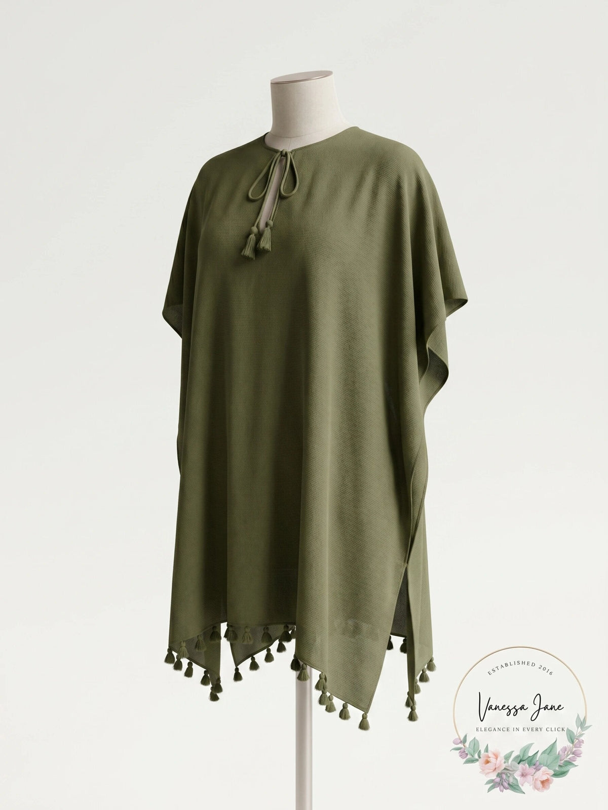 DKNY OLIVE Pom Pom Caftan Swim Cover-up US Large/X-Large