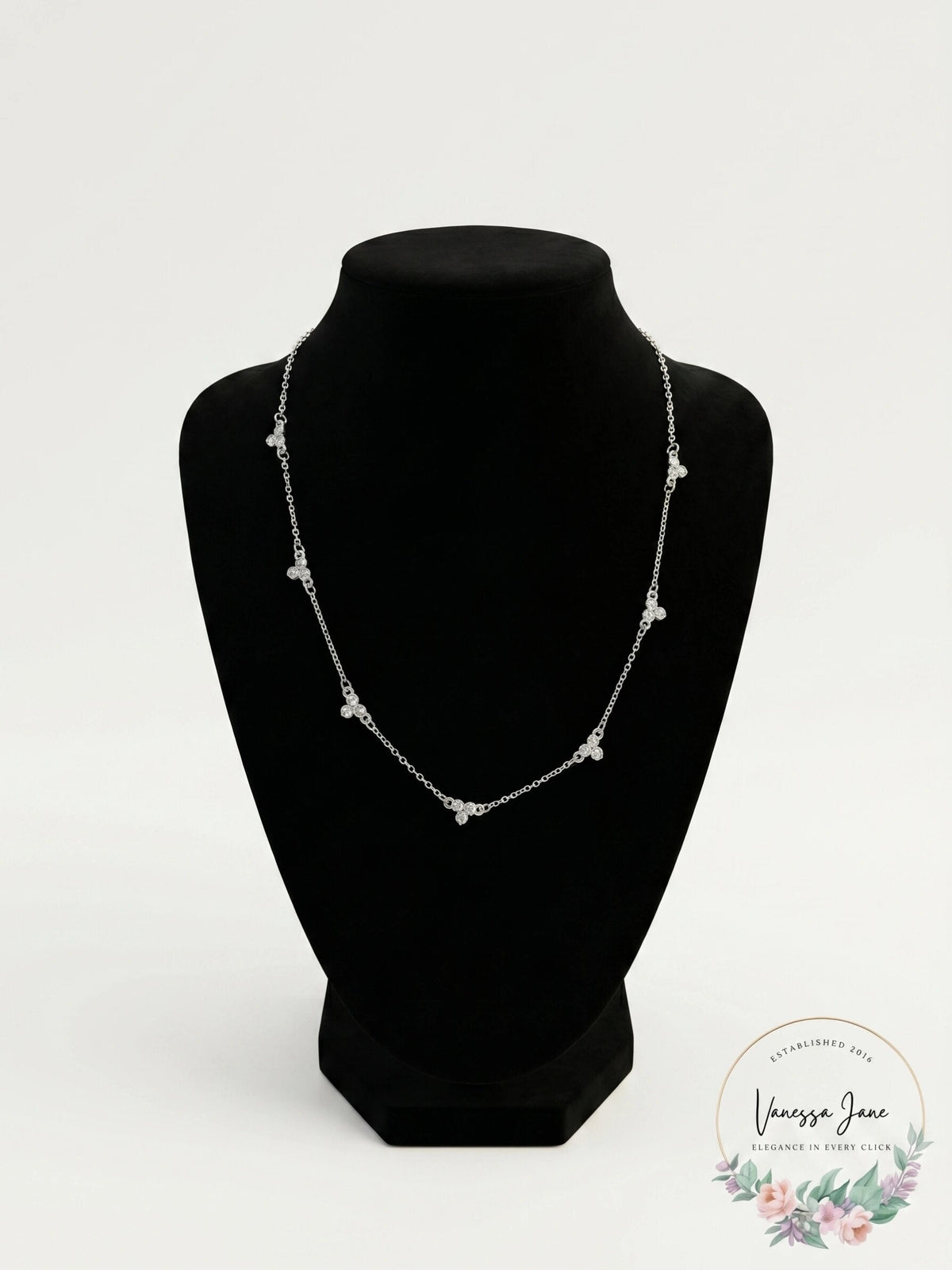 Charter Club Silver-Tone Crystal Cluster Statement Necklace