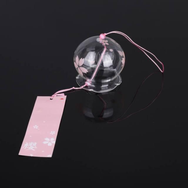 Japan Style Hand-paint Sakura Glass Wind Chimes Creative Gifts Painted Window & Door Hanging Bells Decorations Hanging Wind Chime Pendant Label Chimes Wind Bells Gift For Mom Home