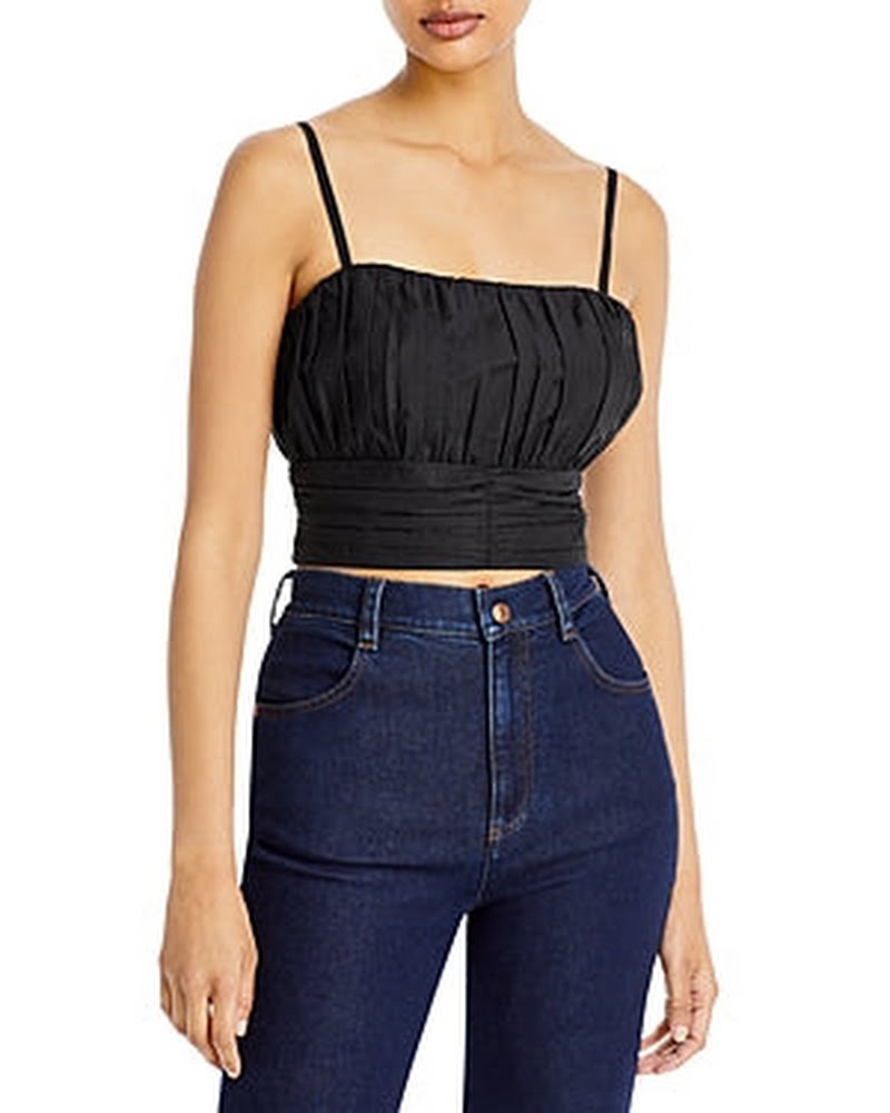 Aqua Cotton Printed Cropped Top