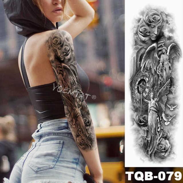 Large Tattoo Sleeve Arm Waterproof Temporary Sticker Tiger Fox For Arm Luxury Colorful Design