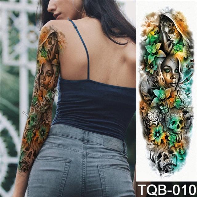 Large Tattoo Sleeve Arm Waterproof Temporary Sticker Tiger Fox For Arm Luxury Colorful Design