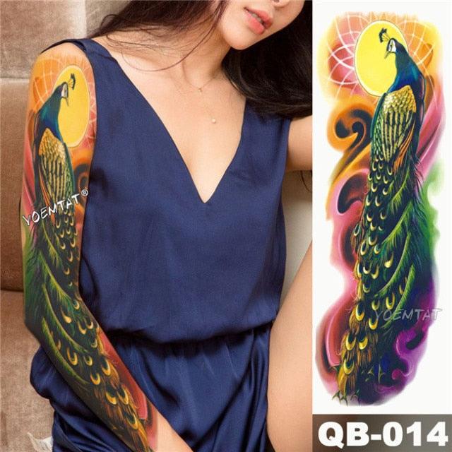 Large Tattoo Sleeve Arm Waterproof Temporary Sticker Tiger Fox For Arm Luxury Colorful Design