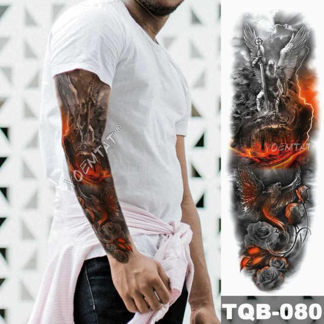 Large Tattoo Sleeve Arm Waterproof Temporary Sticker Tiger Fox For Arm Luxury Colorful Design