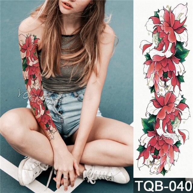 Large Tattoo Sleeve Arm Waterproof Temporary Sticker Tiger Fox For Arm Luxury Colorful Design