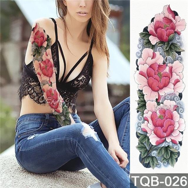 Large Tattoo Sleeve Arm Waterproof Temporary Sticker Tiger Fox For Arm Luxury Colorful Design