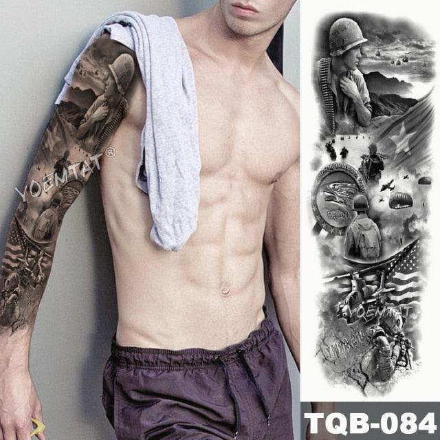 Large Tattoo Sleeve Arm Waterproof Temporary Sticker Tiger Fox For Arm Luxury Colorful Design