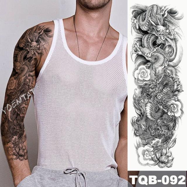 Large Tattoo Sleeve Arm Waterproof Temporary Sticker Tiger Fox For Arm Luxury Colorful Design