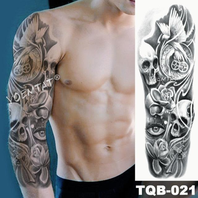 Large Tattoo Sleeve Arm Waterproof Temporary Sticker Tiger Fox For Arm Luxury Colorful Design