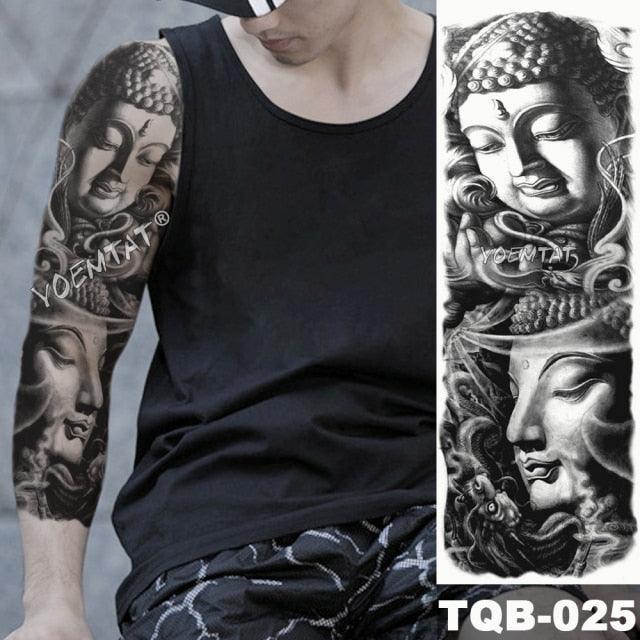 Large Tattoo Sleeve Arm Waterproof Temporary Sticker Tiger Fox For Arm Luxury Colorful Design