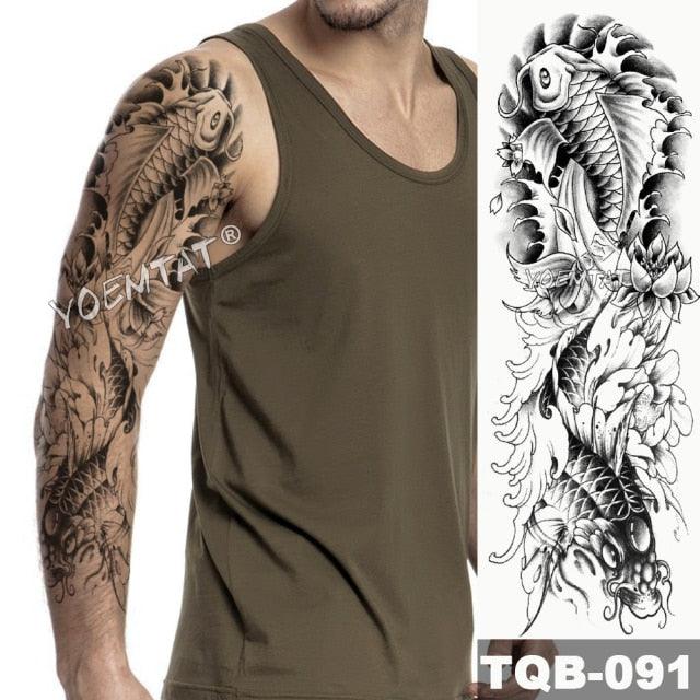Large Tattoo Sleeve Arm Waterproof Temporary Sticker Tiger Fox For Arm Luxury Colorful Design