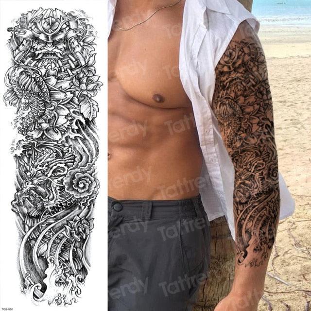 Luxury Black Temporary Tattoo Waterproof Big Lion Tattoo For Body Arm Legs Modern Large Design