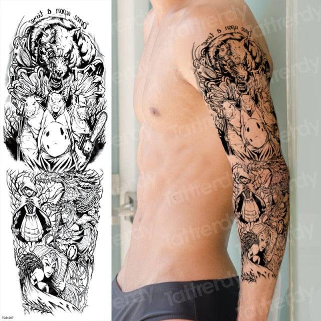 Luxury Black Temporary Tattoo Waterproof Big Lion Tattoo For Body Arm Legs Modern Large Design