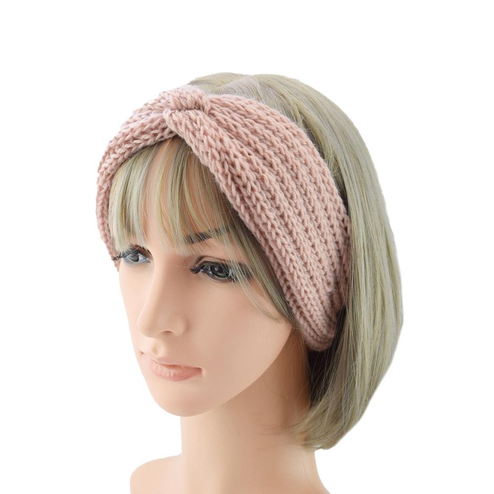 Luxury Fashion Winter Soft Solid Color Elastic Elegant Wide Knitting Cross Lightweight Headband Yoga Turban Bandage Bandanas Hair Bands For Women