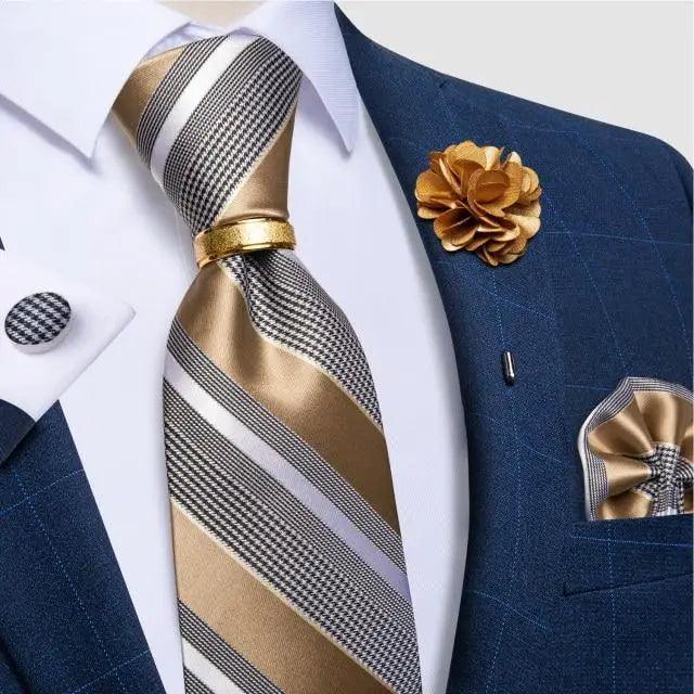 Men Luxury Red Silk Necktie Matching Cufflinks Set For Men Bridegroom Wedding Business Necktie Elegant Design Ideal Gift For Men