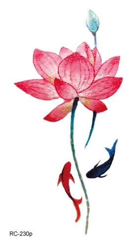 Modern Waterproof Red Flowers Tattoo Multi-Colored Stickers Back Waist Temporary Tattoo Luxury Style
