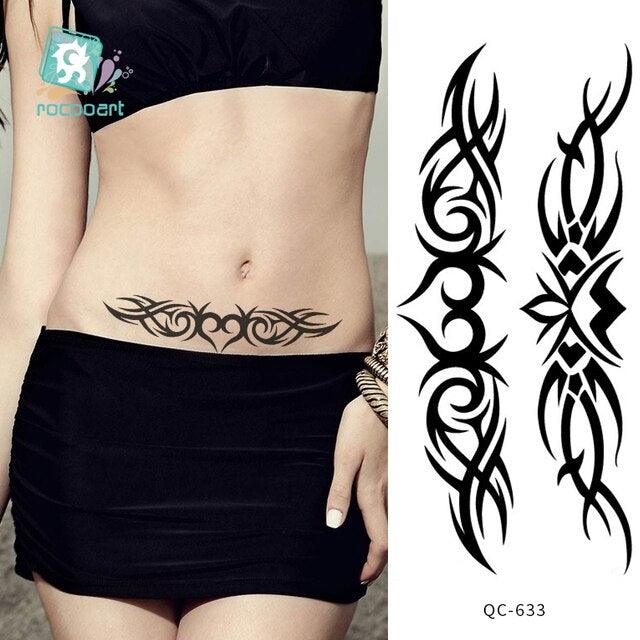 Modern Waterproof Red Flowers Tattoo Multi-Colored Stickers Back Waist Temporary Tattoo Luxury Style