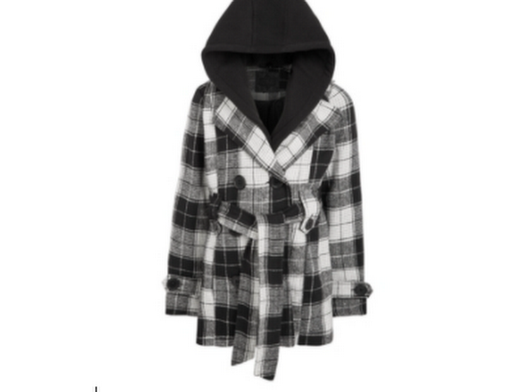 Jou Jou Big Girls Hooded Belted Peacoat, Size XL-16