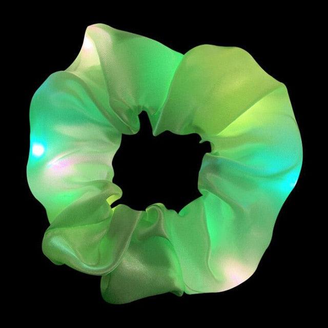 New Arrival Girls LED Luminous Scrunchies Hairband Ponytail Holder Headwear Elastic Hair Bands Solid Color Hair Accessories Ponytail Holder Accessories for Women And Girls