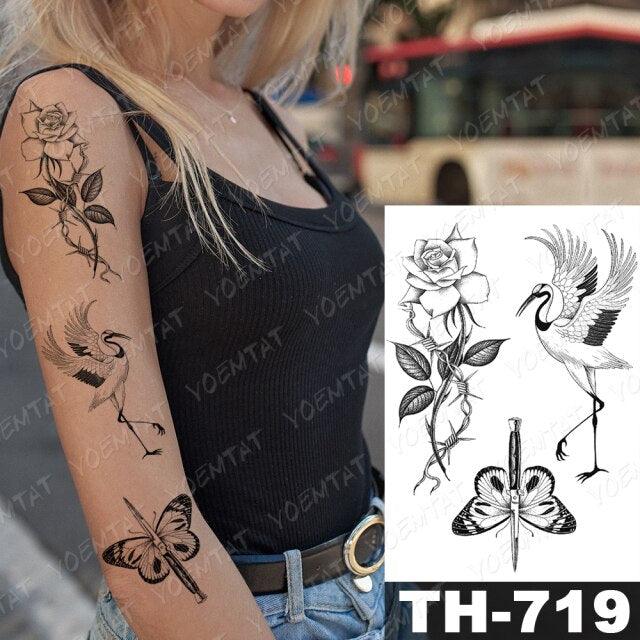 Gladiator Temporary Tattoo Sticker Flower Waterproof Big Modern Womens Mens Body Tattoo Luxury Design