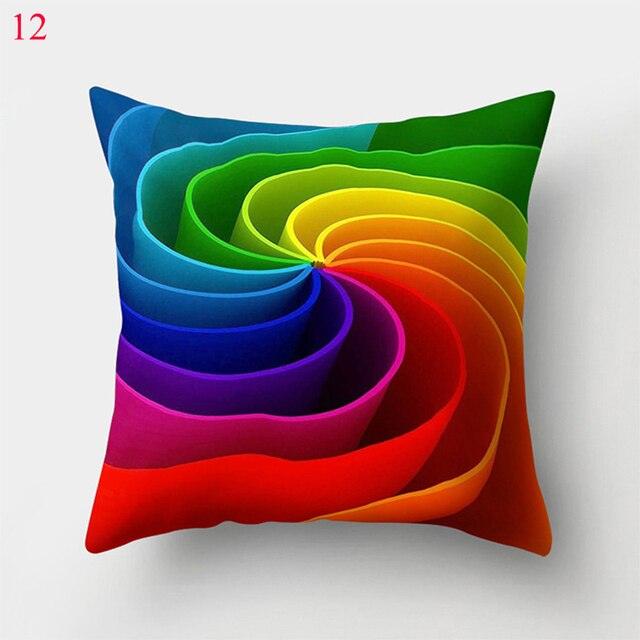 Rainbow Pillowcase Colorful Pillow Covers Cushion Cover Rainbow Throw Pillow Case Cushion Covers Abstract Swirl Rainbow Blue Green Red Bright Colors Wave Blend Throw Pillow Covers