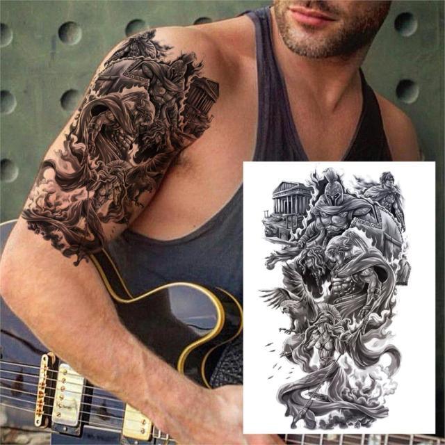 Realistic Lion Temporary Tattoo Black Warrior Sticker Waterproof Luxury Tattoo For Men Women