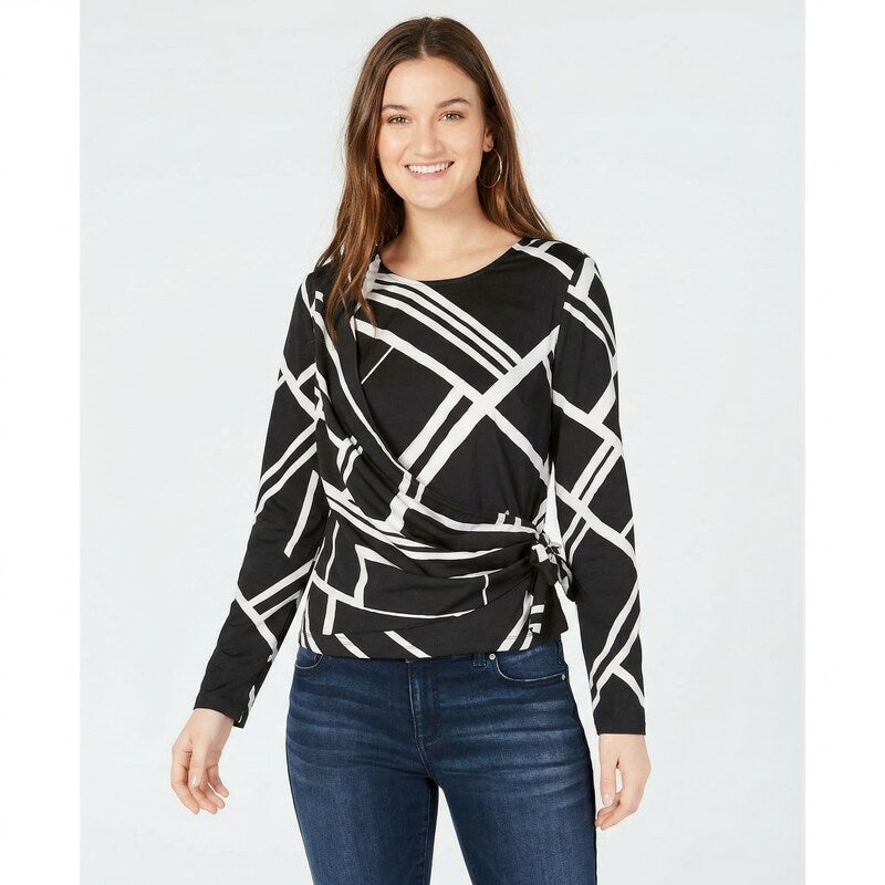 INC International Concepts I.N.C. Petite Draped Side-Tie Top, PM