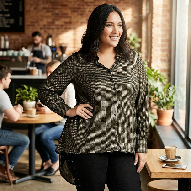 City Chic Regular Autumn Spell Button-Up Top, Size 16
