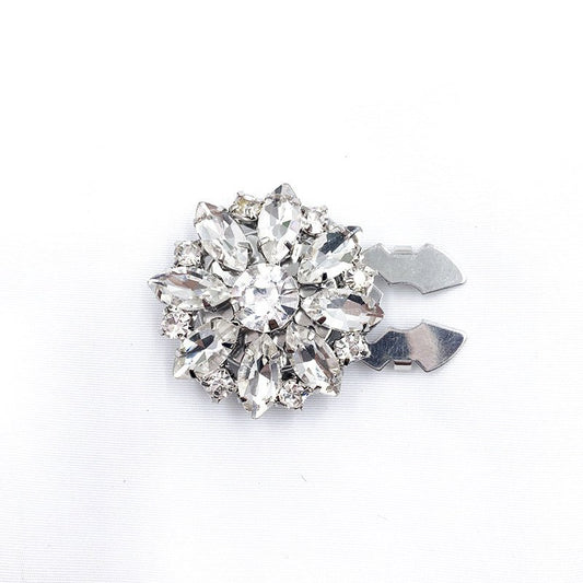 Rhinestone Button Covers | Crystal Flower Decorative Clips(MAC359)